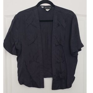 Vintage Club 22 Short Sleeve‎ Open Front Black Blazer Sz 12 Y2K Preppy Festival